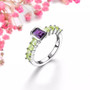 amethyst and peridot ring rhodium over sterling silver shown in a lifestyle photo