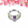 close up of amethyst and peridot ring rhodium over sterling silver