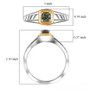 demantoid garnet solitaire gents ring in two-tone 18k yellow gold and rhodium over sterling silver shown for size comparison