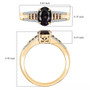 purple spinel purple and white diamond ring in 10k yellow gold shown for size comparison