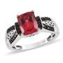 lab padparadscha sapphire and black spinel ring in black and white rhodium over sterling silver