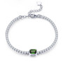 full view of peridot and white zircon bracelet in rhodium over sterling silver