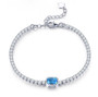 peridot and white zircon bracelet in rhodium over sterling silver