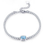 peridot and white zircon bracelet in rhodium over sterling silver