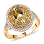 heliodor yellow sapphire and moissanite halo ring in 18k yellow gold over sterling silver