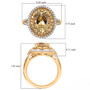heliodor yellow sapphire and moissanite halo ring in 18k yellow gold over sterling silver shown for size comparison