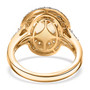 back view of heliodor yellow sapphire and moissanite halo ring in 18k yellow gold over sterling silver