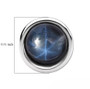 round blue star sapphire stud earrings in rhodium over sterling silver shown for size comparison
