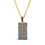 brown diamond blue sapphire and black diamond rectangular pendant necklace in solid 14k yellow gold