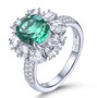 green fluorite and white zircon ring in rhodium over sterling silver