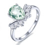 prasiolite and white zircon ring in rhodium over sterling silver