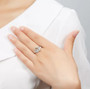 prasiolite and white zircon ring in rhodium over sterling silver