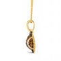side view of spessartite garnet and champagne diamond clownfish pendant necklace 14k yellow gold
