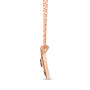 side view of brown and champagne diamond heart pendant necklace 14k rose gold