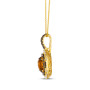 side view of citrine brown diamond and white diamond pendant necklace in 14k yellow gold