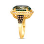 prasiolite brown and white diamond halo ring in 14k yellow gold side