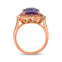 amethyst and multi gem halo ring in 14k rose gold side profile