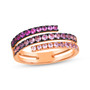 shades of pink sapphire wrap band ring in 14k rose gold with black rhodium