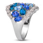 sapphire tanzanite and multi gem cluster ring in 14k white gold side profile