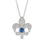 blue sapphire and diamond fleur-de-lis pendant necklace in 14k white gold