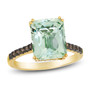 prasiolite brown and white diamond ring with tsavorites in 14k yellow gold front