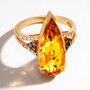 citrine brown and white diamond ring in 14k yellow gold live