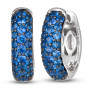blue sapphire hoop earrings in 14k white gold with black rhodium