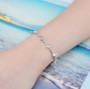 close up of aquamarine bracelet in rhodium over sterling silver