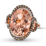 front view of morganite brown and white diamond halo ring in 14k rose gold