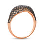 side view of brown diamond pave dome ring in 14k rose gold with black rhodium
