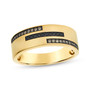 brown and black diamond band ring in 14k yellow gold with black rhodium