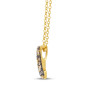 side view of moon pendant necklace with brown and champagne diamonds in 14k yellow gold