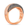 side view of 14k rose gold brown and white diamond half-and-half dome ring
