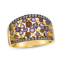 garnet rhodolite pink sapphire pink tourmaline and diamond cluster ring 14k yellow gold