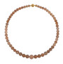 rutilated quartz round beaded strand necklace with 14k yellow gold over sterling silver clasp full