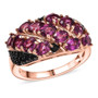 rhodolite garnet and black spinel cluster ring in 18k rose gold over sterling silver