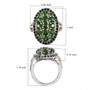 chrome diopside and black spinel oval cluster halo ring in 18k yellow gold and rhodium over sterling silver shown for size comparison