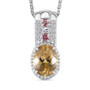 scapolite pink tourmaline and white zircon pendant necklace in rhodium over sterling silver