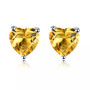 peridot 6mm heart stud earrings in rhodium over sterling silver