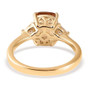 full view of honey scapolite and moissanite ring in 10k yellow gold