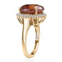side view of sphalerite and diamond round halo ring in 10k yellow gold