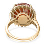 full view of sphalerite and diamond round halo ring in 10k yellow gold