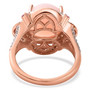 full view of peruvian pink opal and multi gem round double halo ring in 18k rose gold over sterling silver
