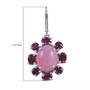 peruvian pink opal and rhodolite garnet halo leverback earrings in rhodium over sterling silver shown for size comparison