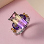 ametrine amethyst and citrine butterfly ring in rhodium over sterling silver shown in a lifestyle photo