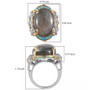 labradorite apatite and zircon cocktail ring in 18k yellow gold and rhodium over sterling silver shown for size comparison