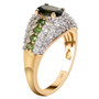 side view of chrome tourmaline and white zircon ring in 18k yellow gold and rhodium over sterling silver