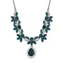 grandidierite and moissanite lariat necklace in rhodium over sterling silver