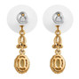back view of chrysoberyl and white zircon dangle earrings in 18k yellow gold over sterling silver