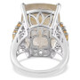 full view of rutilated quartz and citrine cocktail ring in rhodium over sterling silver